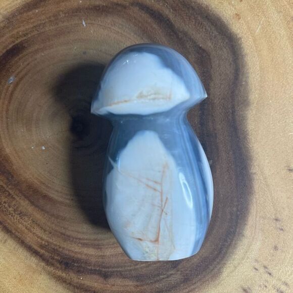 Orca agate mushroom carving crystal druzy white grey banded banding black - Picture 10 of 12